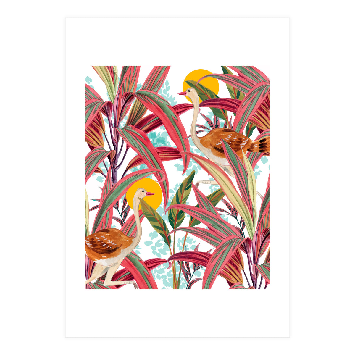 Faith Is The Bird That Feels The Light When The Dawn Is Still Dark, Vintage Botanical Nature Painting Jungle (Print Only)