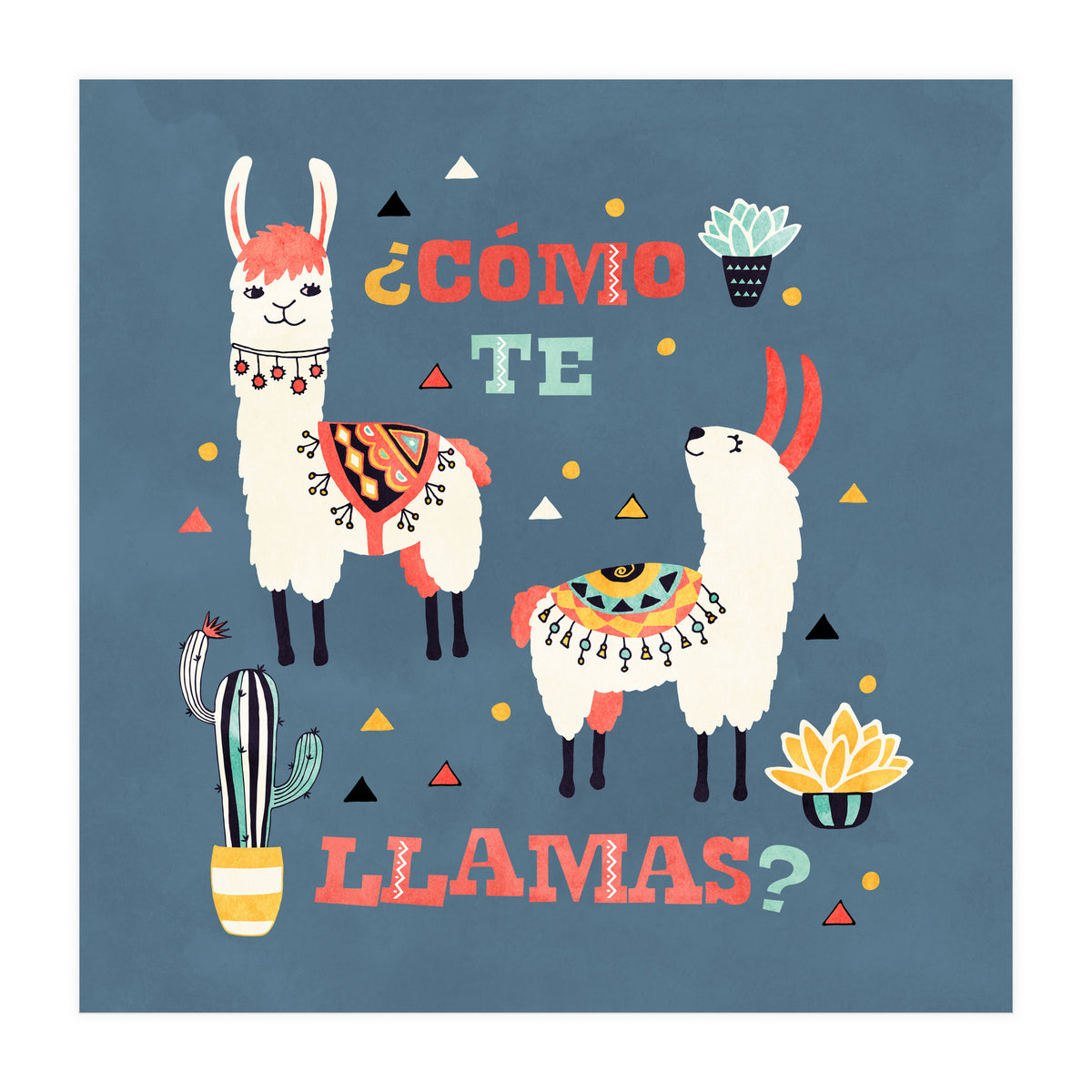 Llama With Cactus Como Te Llamas Spanish Saying 1 (Print Only)