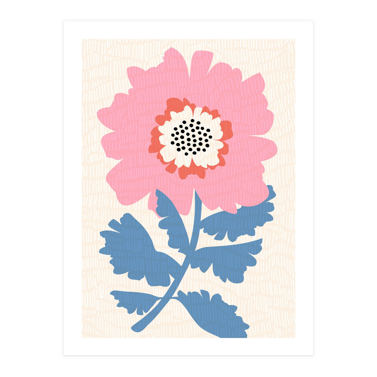 Pink Modern Folk Art Flower (Print Only)