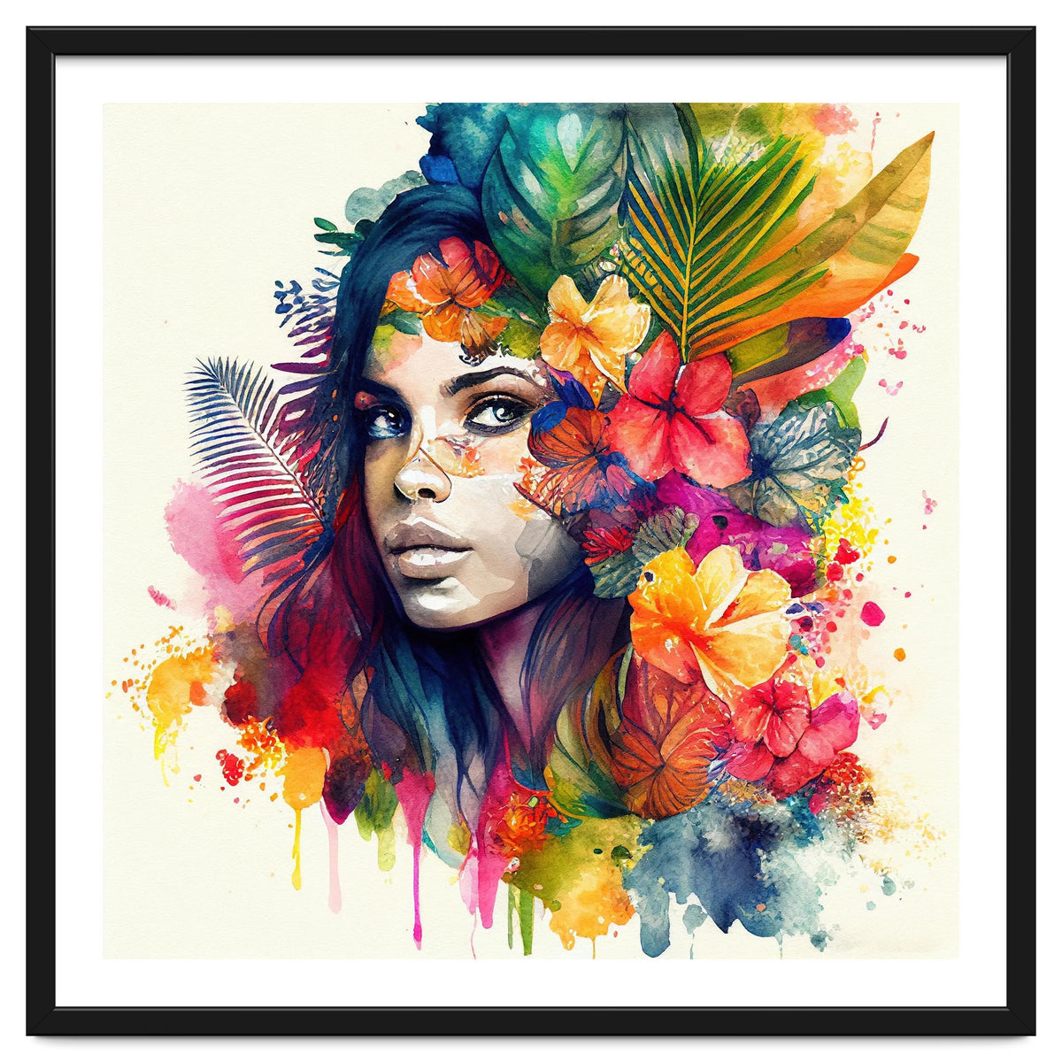 Watercolor Tropical Woman #17