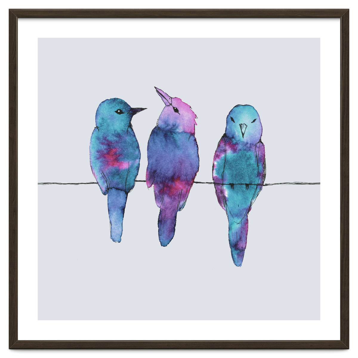 Three birds on a wire