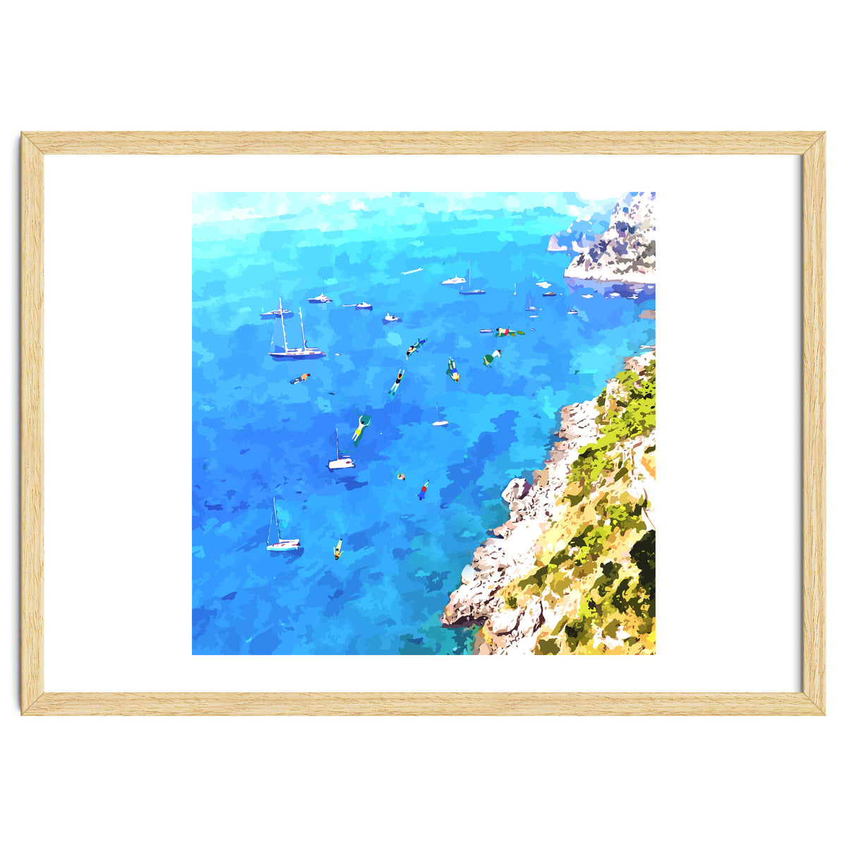 Capri Islands | Tropical Travel Summer Island | Ocean Sea Beach Swim Sail Painting