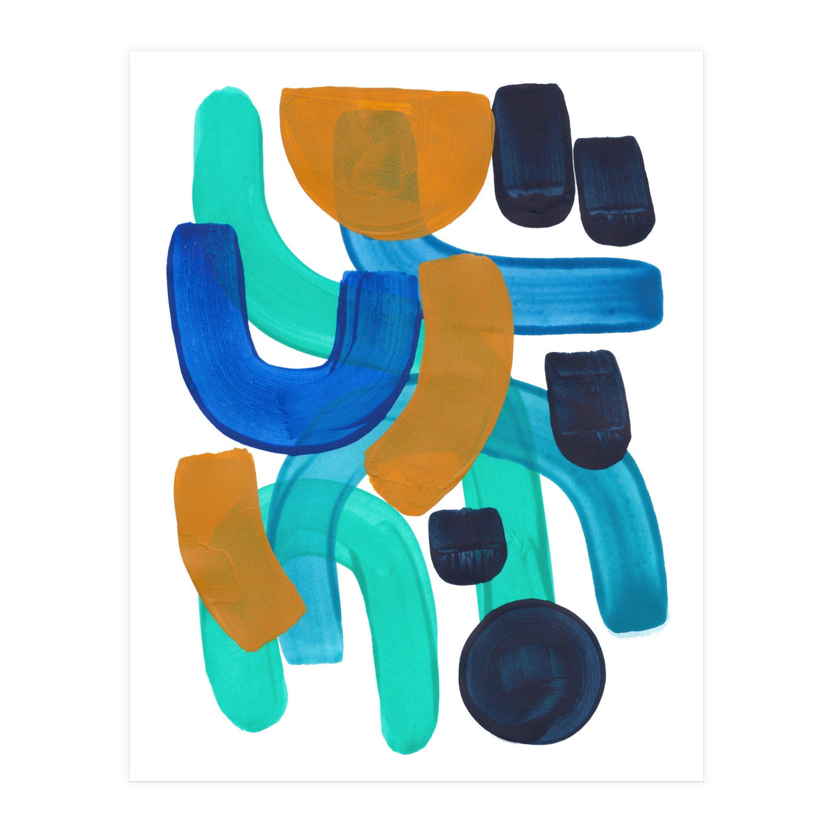 Fun Colorful Blue Turquoise Shape Yellow Accent (Print Only)