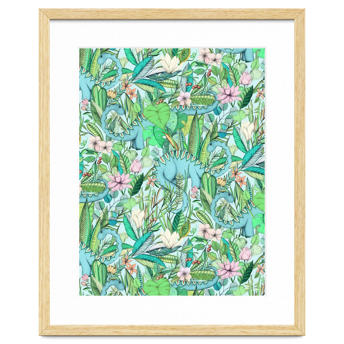 Improbable Botanical with Dinosaurs - soft pastels