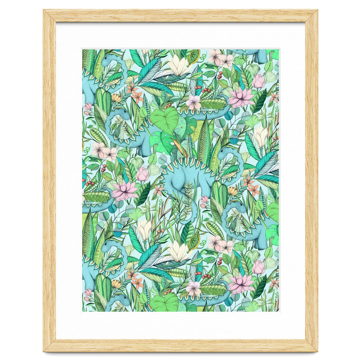 Improbable Botanical with Dinosaurs - soft pastels