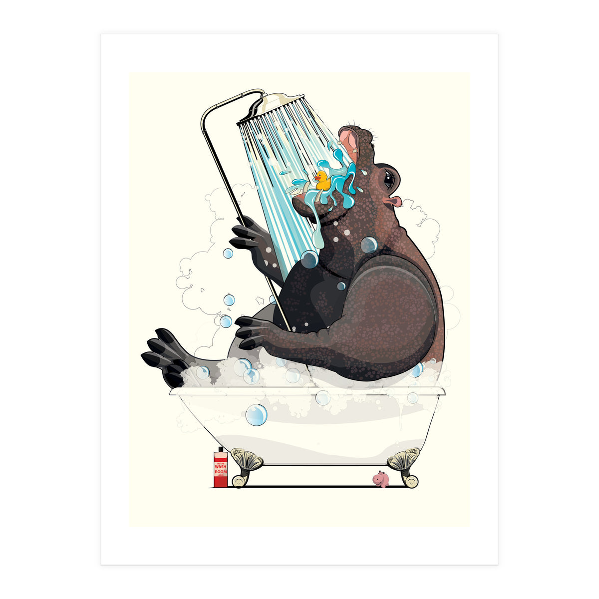 Hippopotamus in the Bath, Funny Bathroom Humour (Print Only)