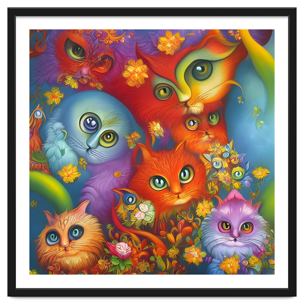 Colorful Crazy Kitty Cat Kitten Collage