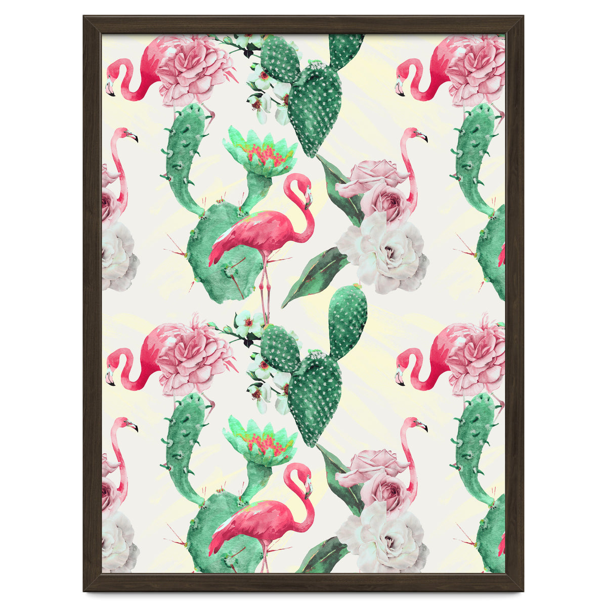 Flamingos, geometric and flowers