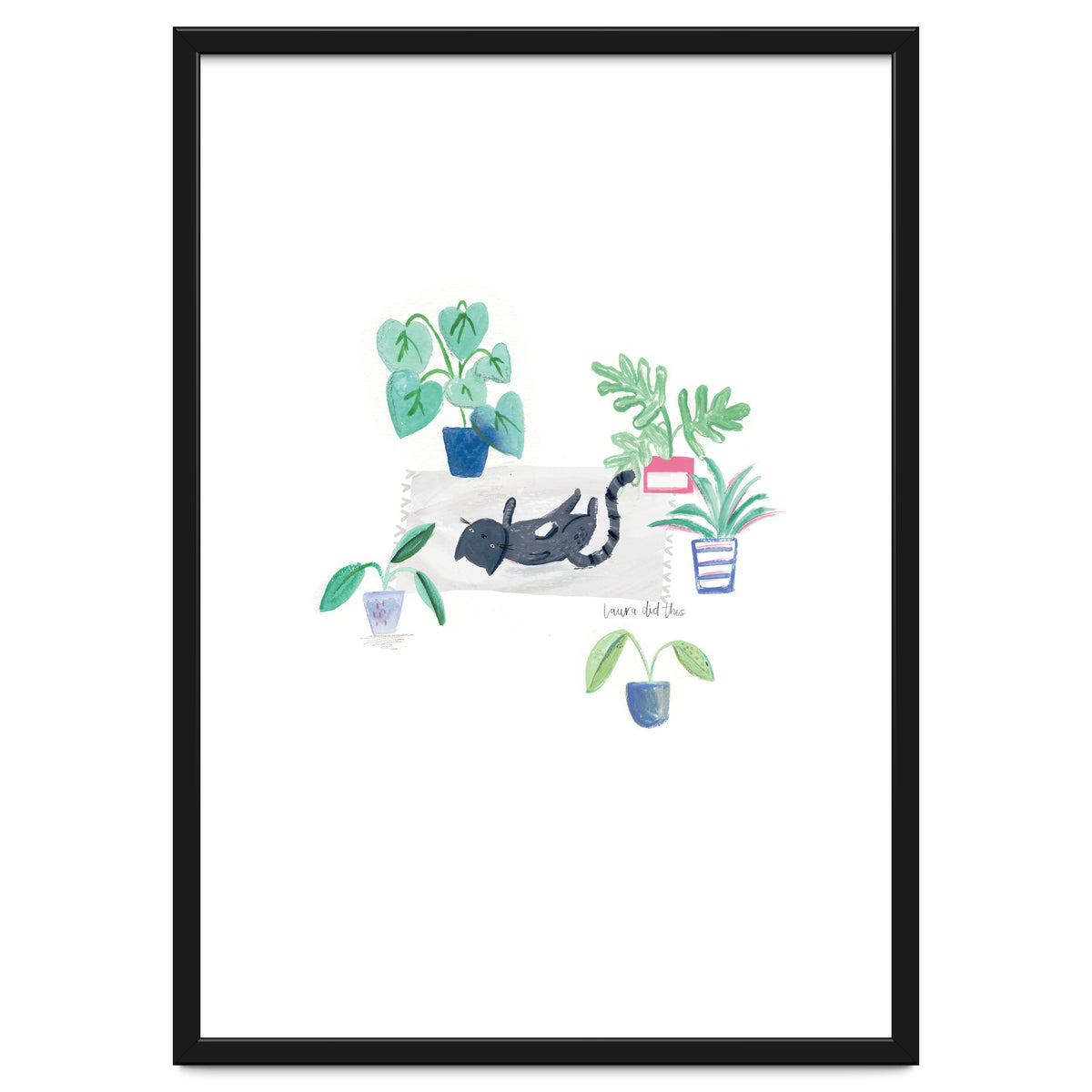 Black Cat And House Plants
