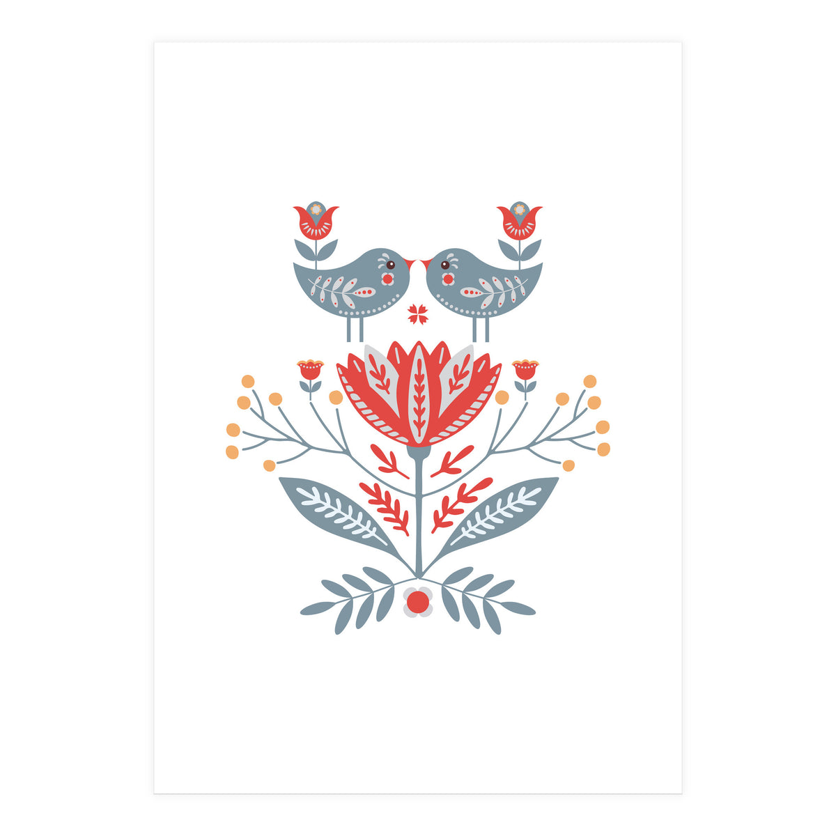 Scandinavian Folk Birds & Flowers (Print Only)
