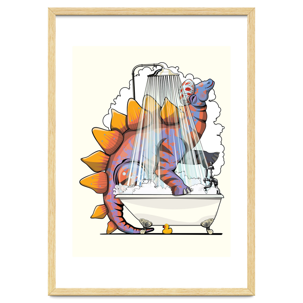 Dinosaur Stegosaurus in the Shower, funny bathroom humour