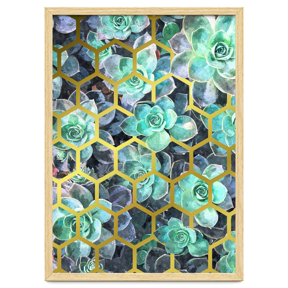 Succulents and Gold Geometric