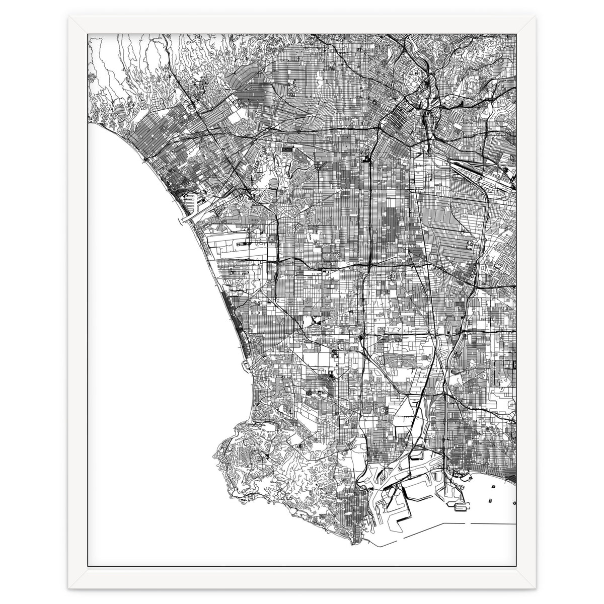 Los Angeles White Map