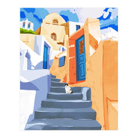 Cat in Greece, Architecture Tropical Exotic Travel (Print Only)
