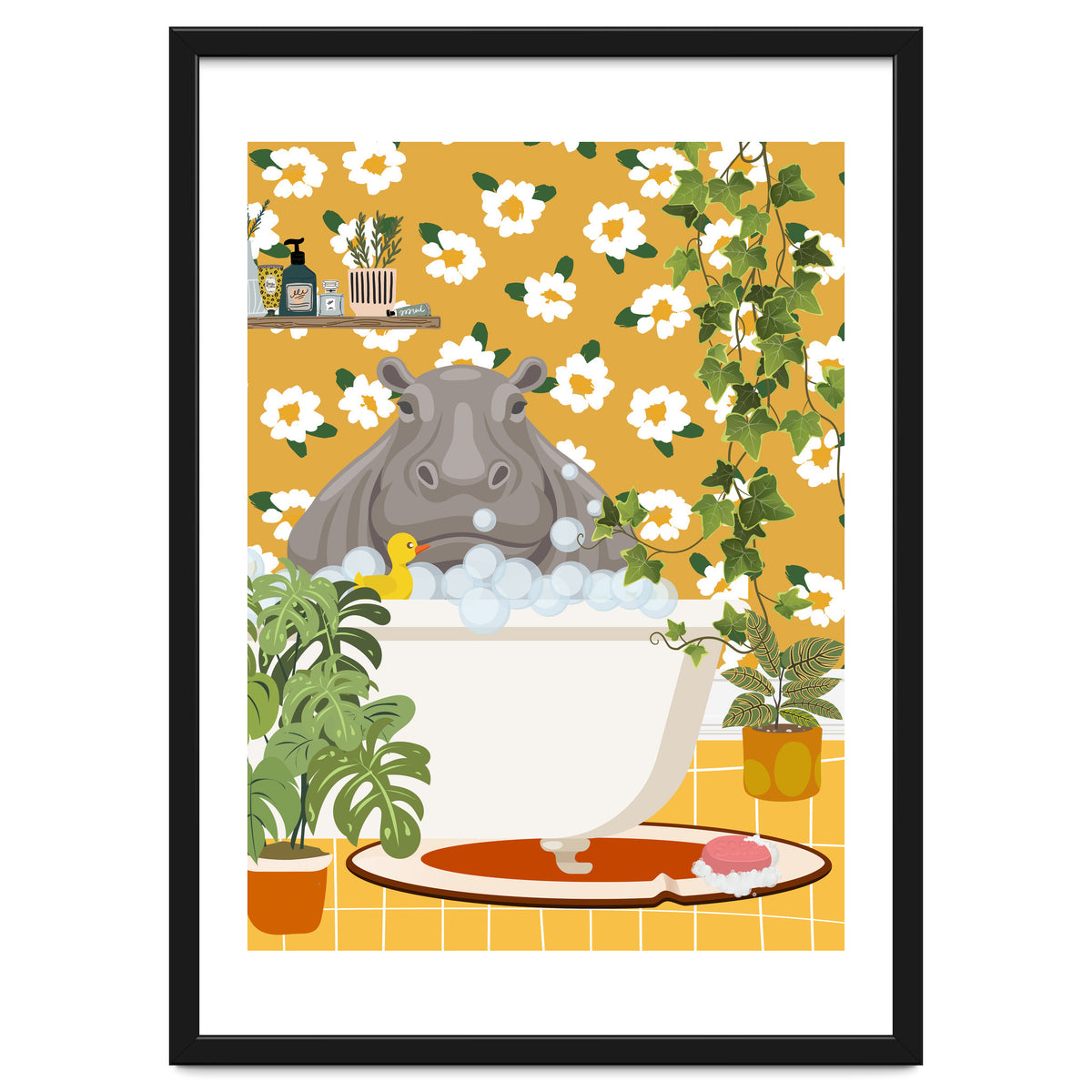 Hippo Taking a Bubble Bath