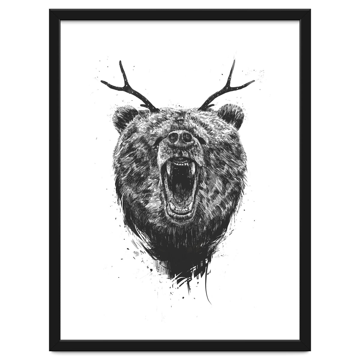 Angry Bear With Antlers