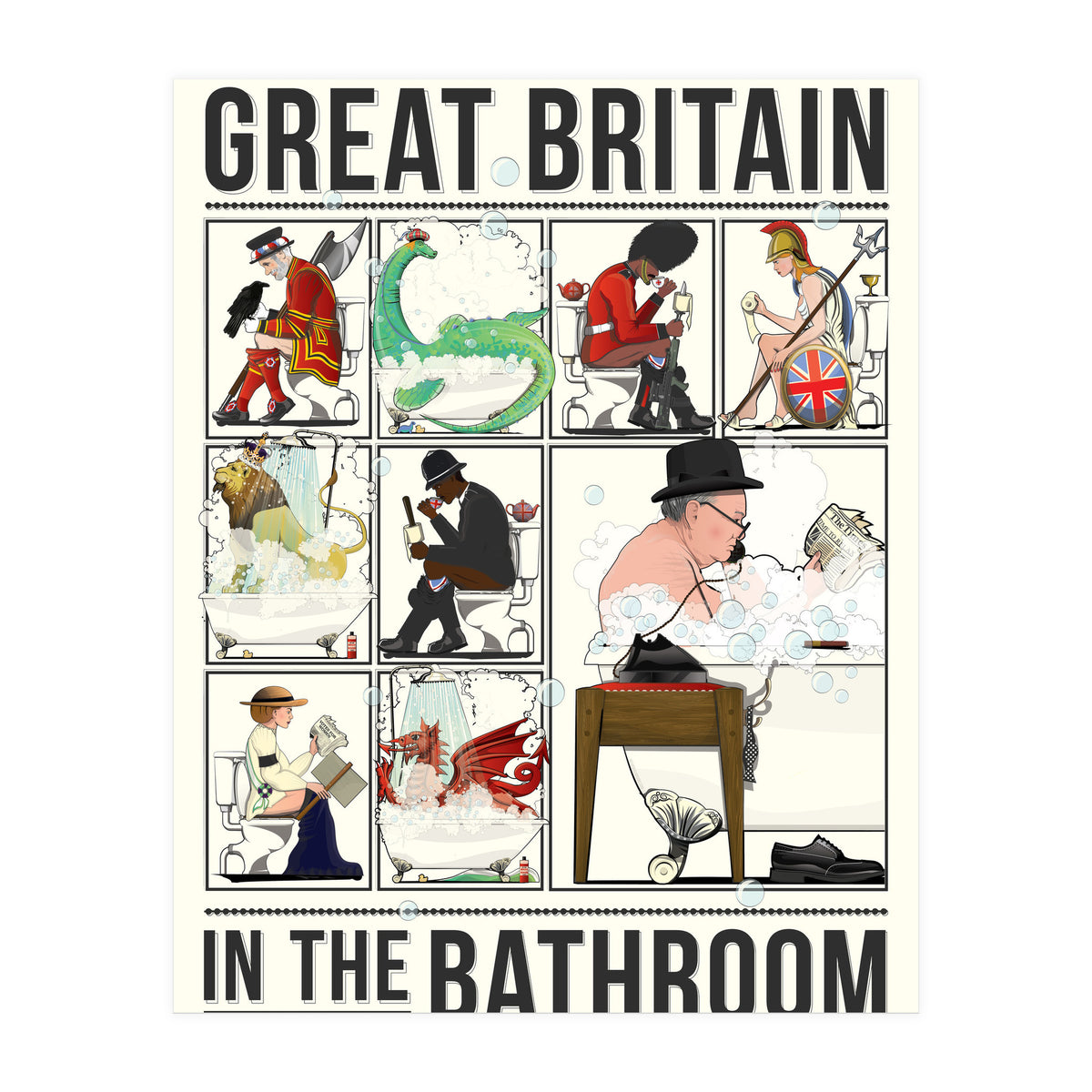 Great Britain in the Bath, Funny Bathroom Humour (Print Only)