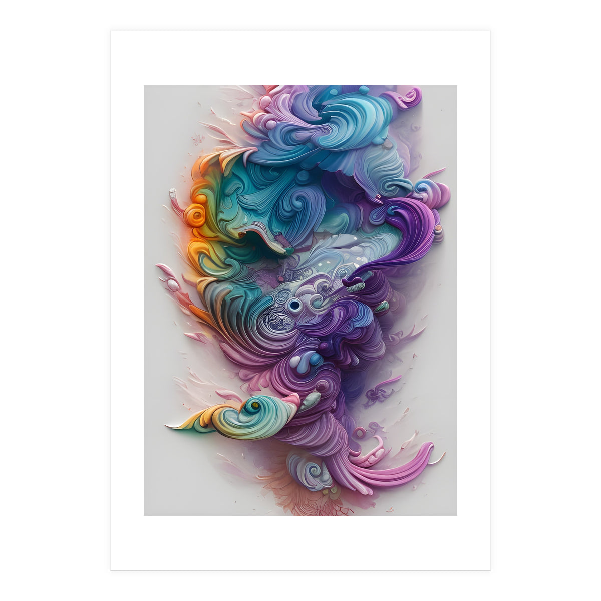 Wavy Rainbow Pastels AI Art (Print Only)