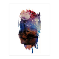 Abstract watercolour red moon (Print Only)