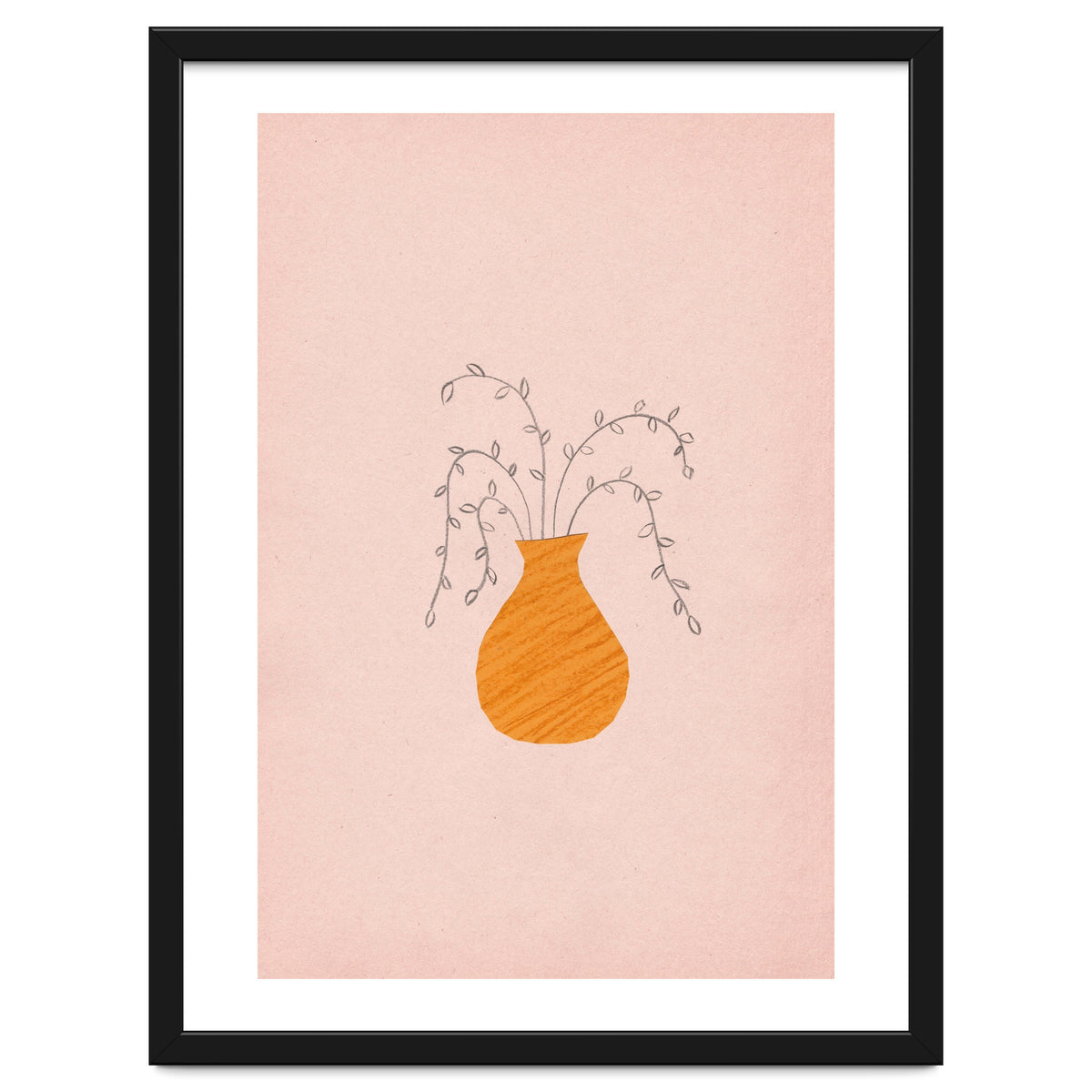 Pink and orange vase and plants