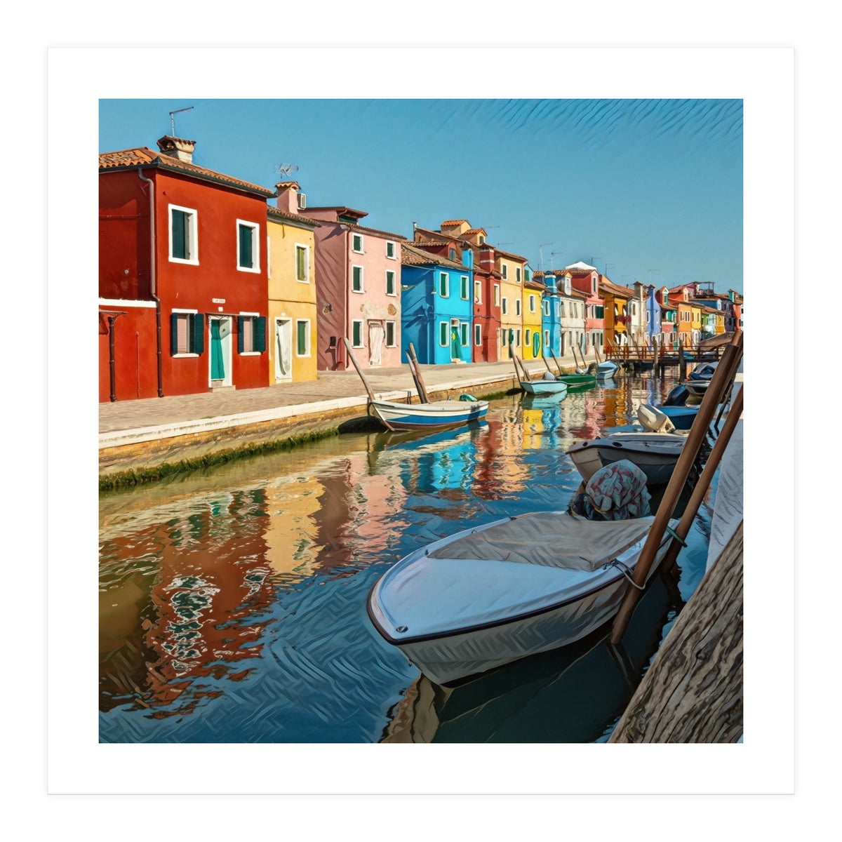 Boats In Venice Colorful Italy (Print Only)
