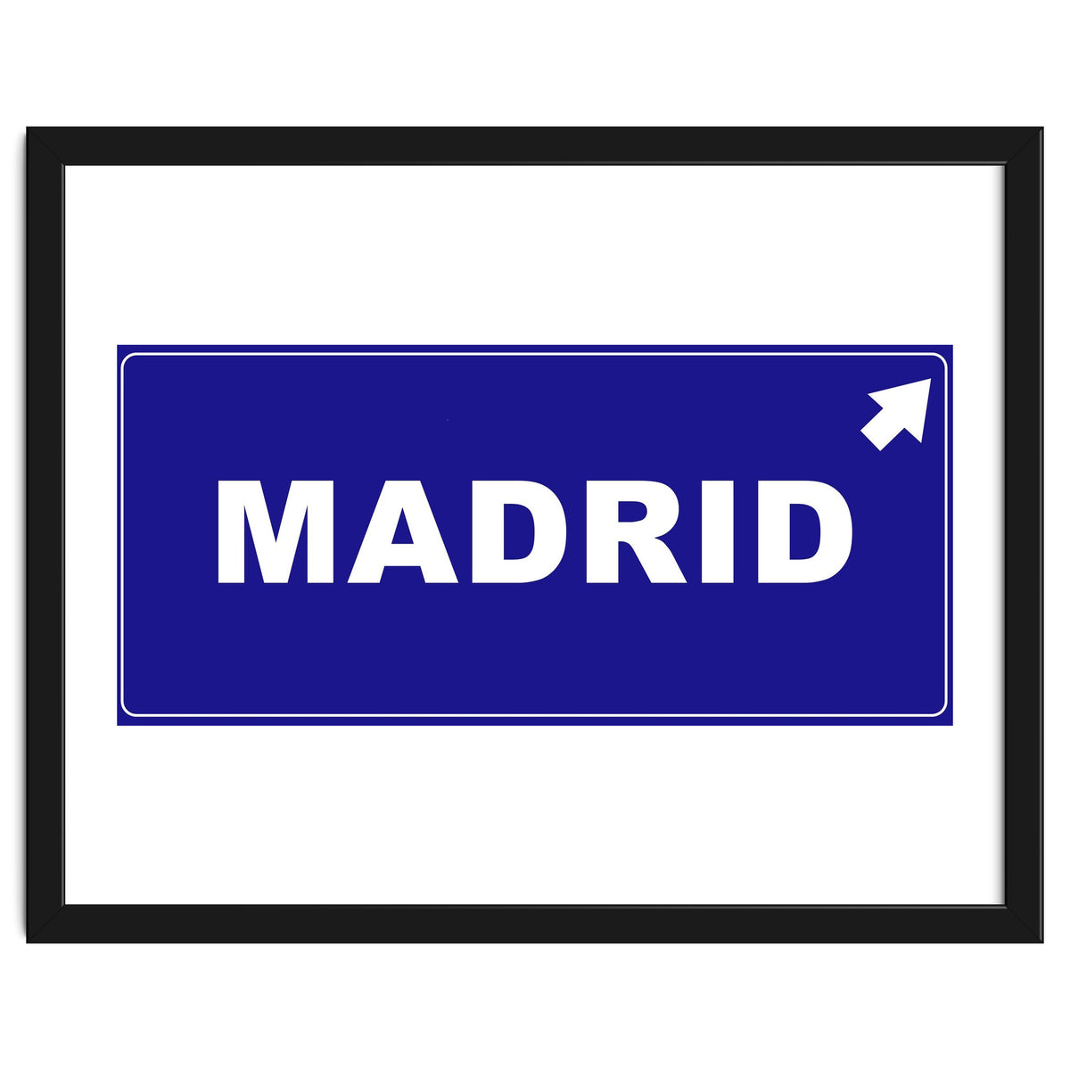 Let`s go to Madrid, Spain! Blue road sign