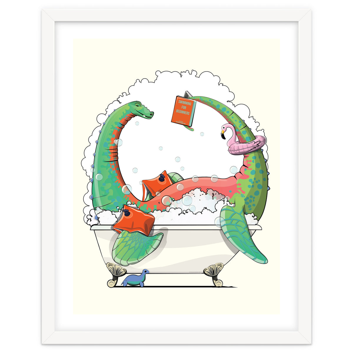 Dinosaur Plesiosaurus in the Bath, funny bathroom humour