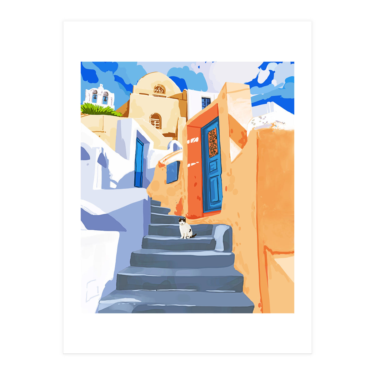 Cat in Greece, Architecture Tropical Exotic Travel (Print Only)