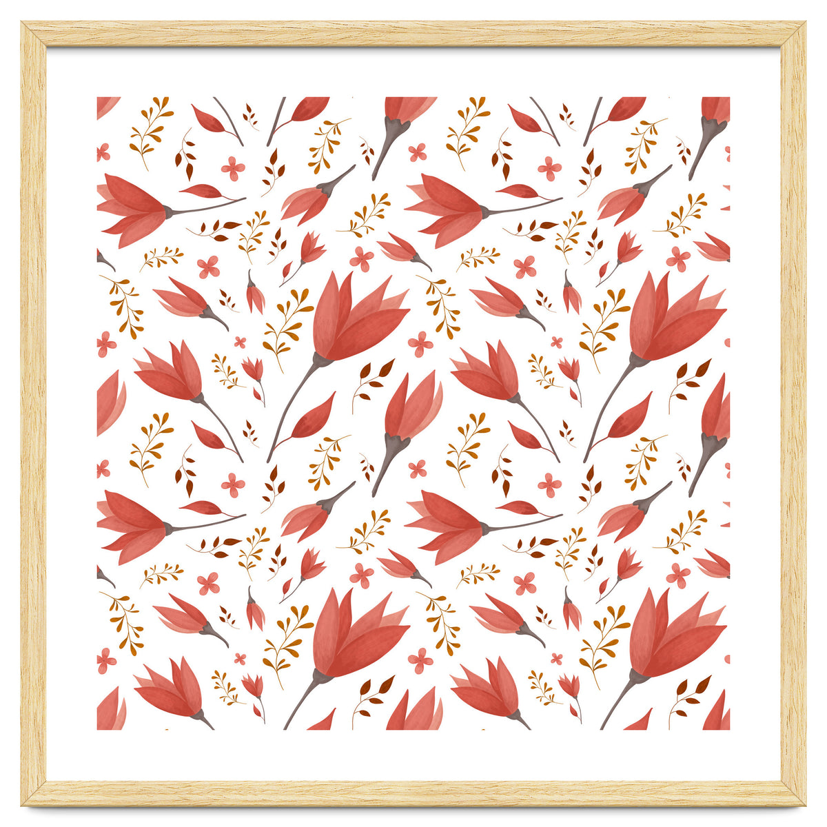 Delicate Autumn Floral Gouache Pattern Collection I