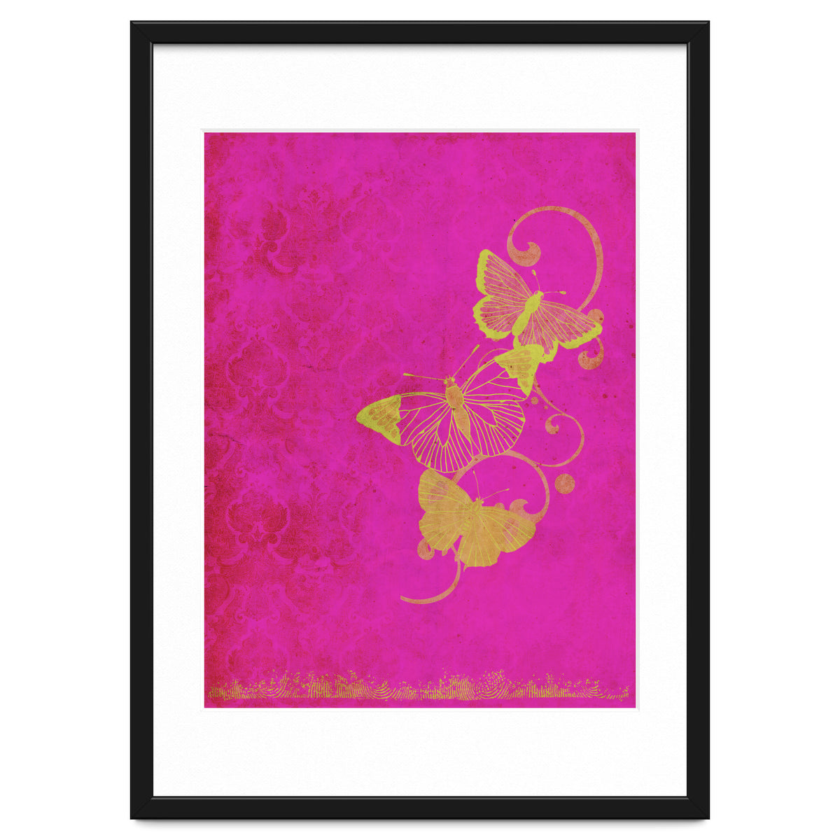 Yellow Butterflies on Pink