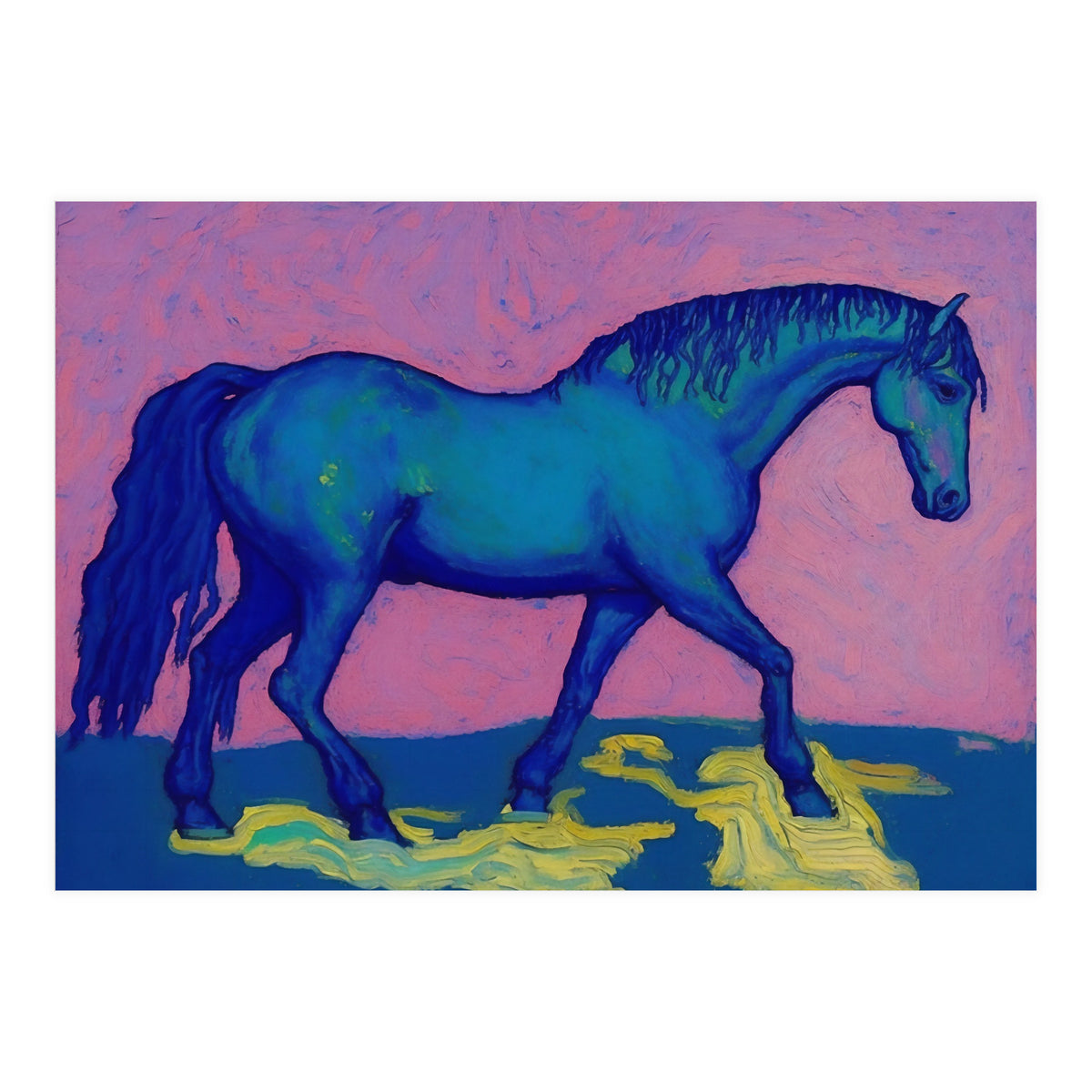 Blue Horse Abstract Painting (Print Only)
