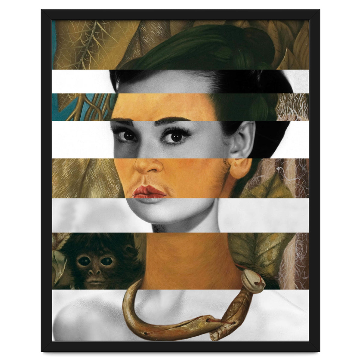 Frida Kahlo's Self Portrait with Monkey & Audrey Hepburn