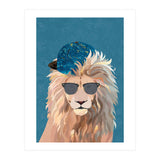 Skater Lion Portrait Blue (Print Only) thumbnail