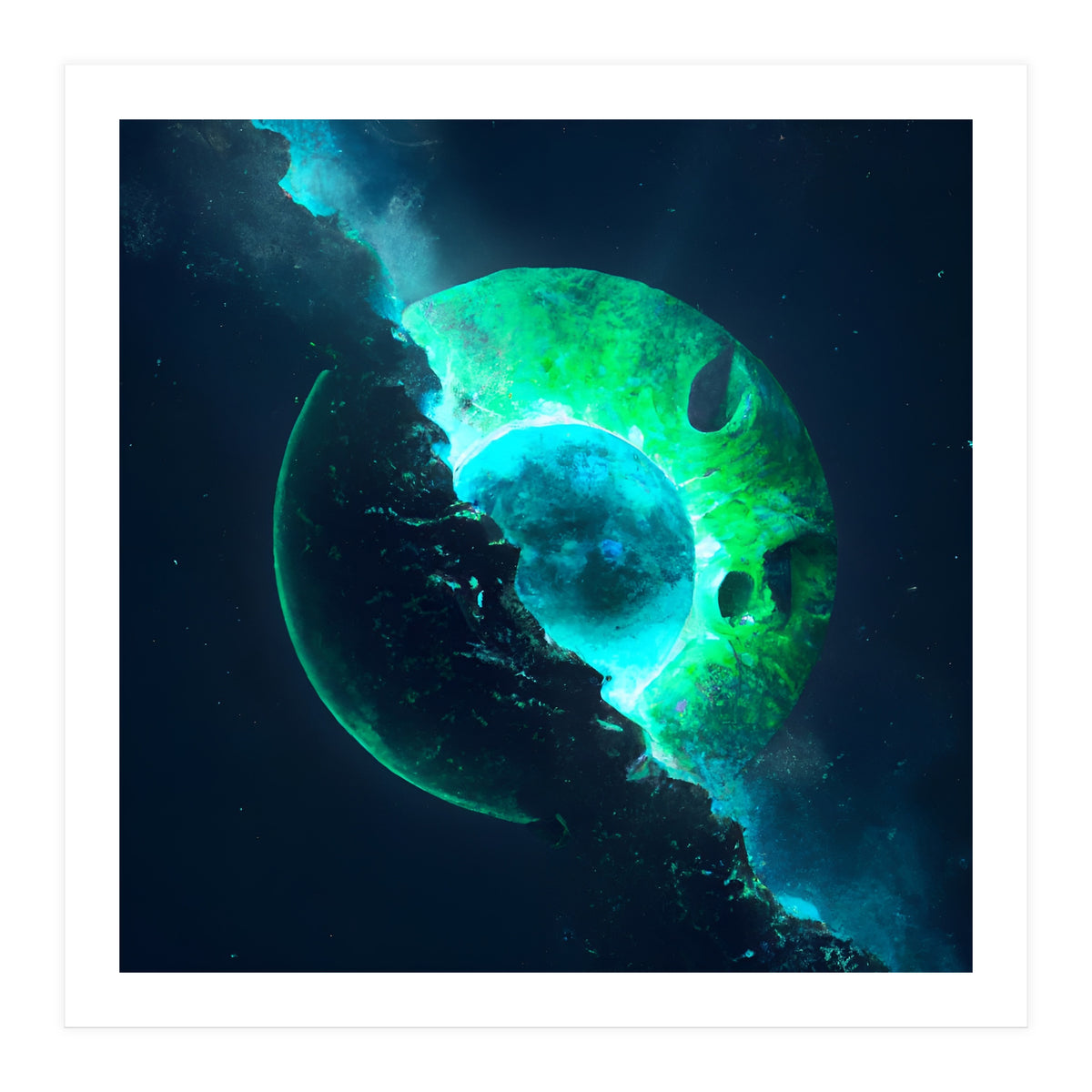 Emerald Lunar Core Cracking Open (Print Only)