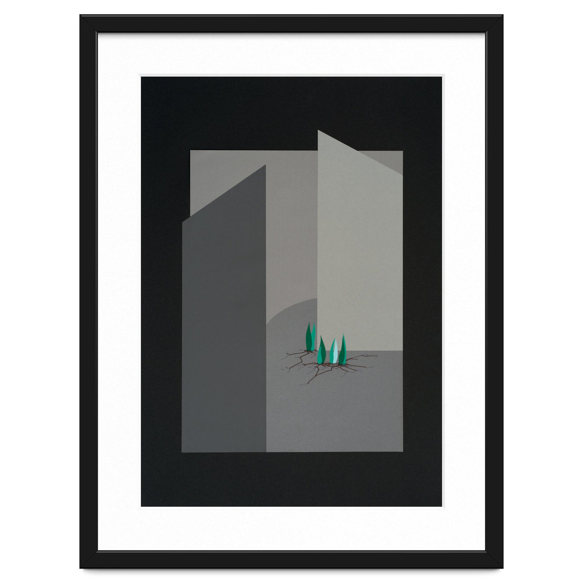 Small sprouts in concrete landscape.