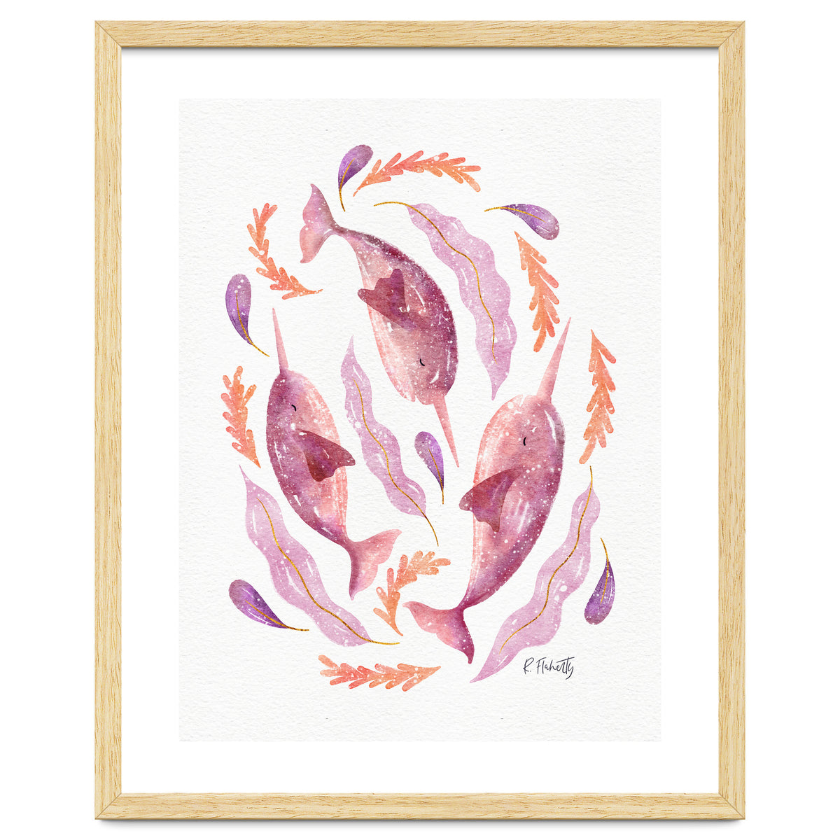 Swirling Narwhals | Pink