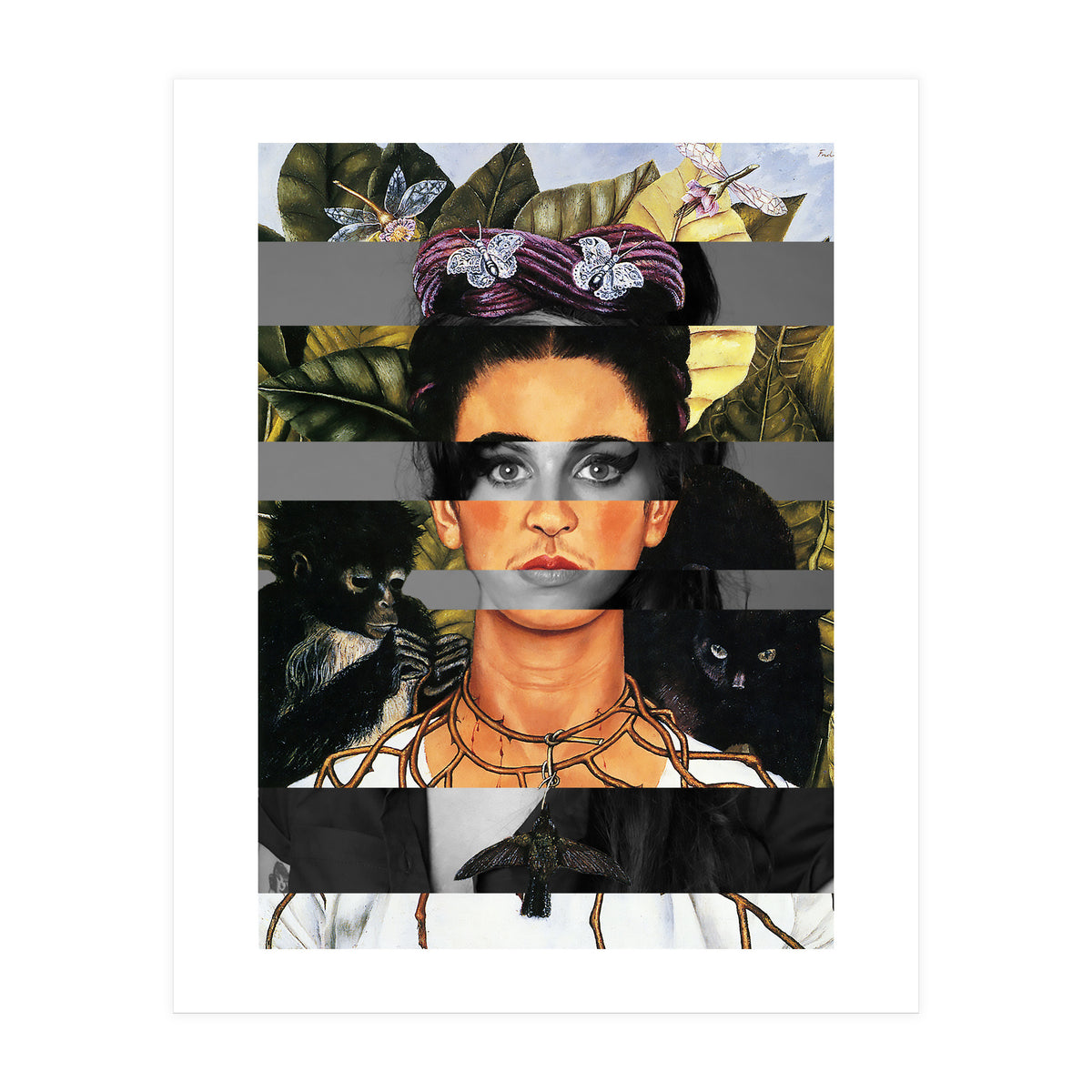 Frida's Self Portrait With Thorn Necklace & Amy Winehouse (Print Only)
