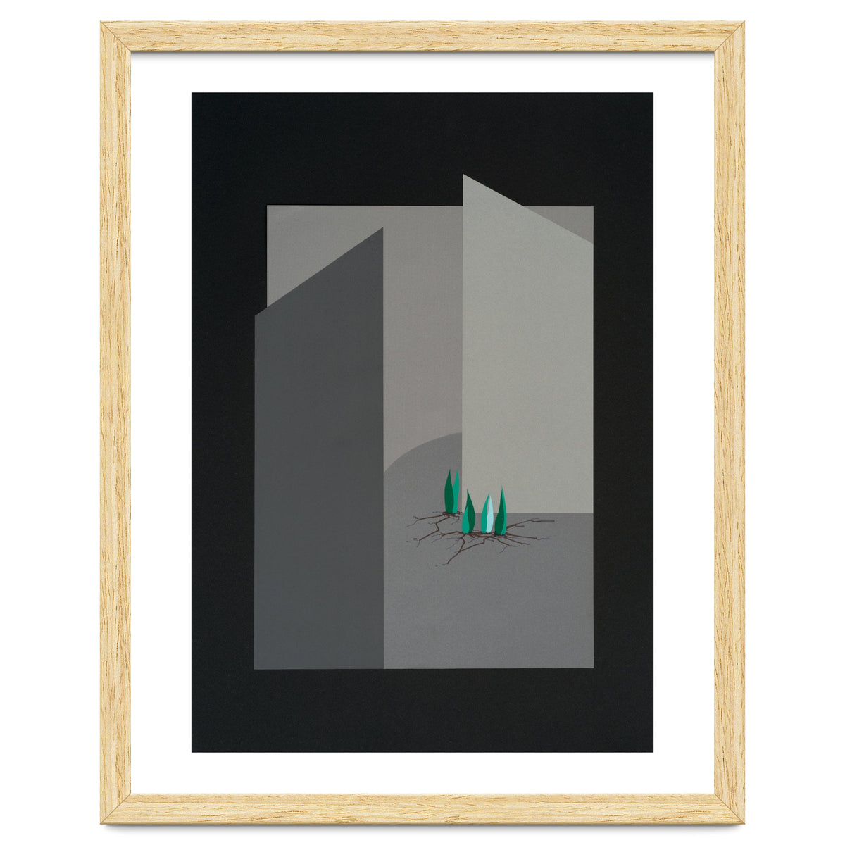 Small sprouts in concrete landscape.