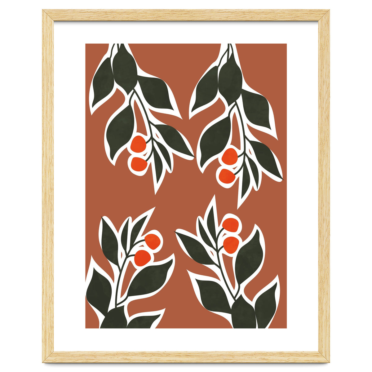 Red Cherry Leaf Boho Botanical II