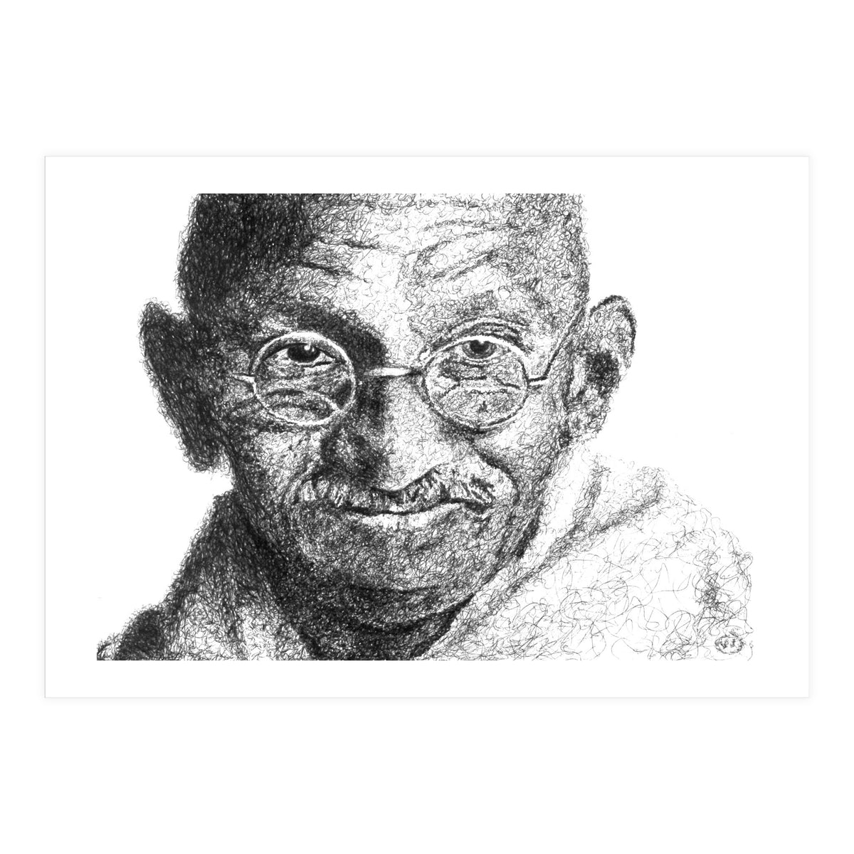 Mahatma Gandhi Scribble Style Portrait (Print Only)