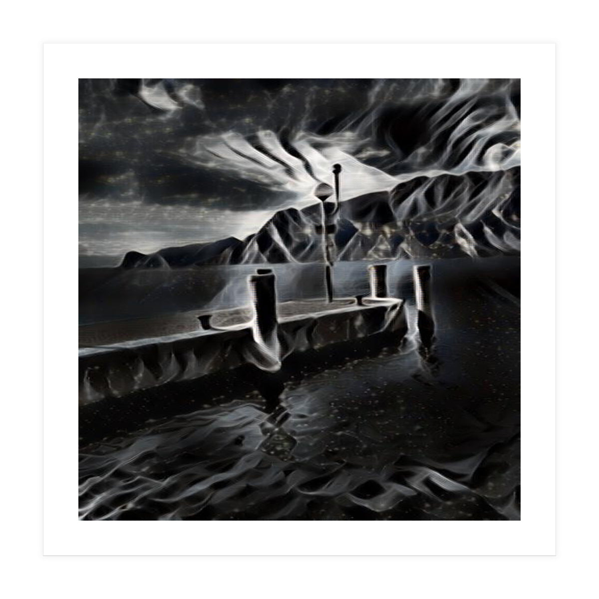 Pier at a smokey night. (Print Only)