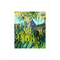 Wild Jungle Painting, Forest Dark Botanical Nature, Plants Tropical Eclectic Modern Illustration (Print Only)