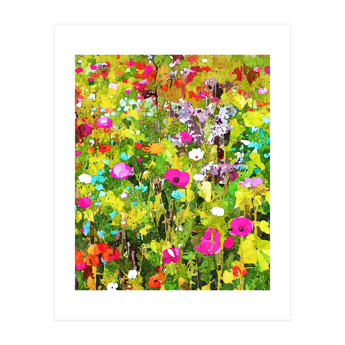 Meadow Flowers, Botanical Nature Landscape Painting (Print Only)