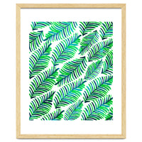 Palm Solace | Tropical Botanical Plants Nature Hand-Painted Watercolor Painting Bohemian Lush Green