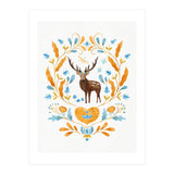 Floral Stag | Blue And Orange (Print Only) thumbnail