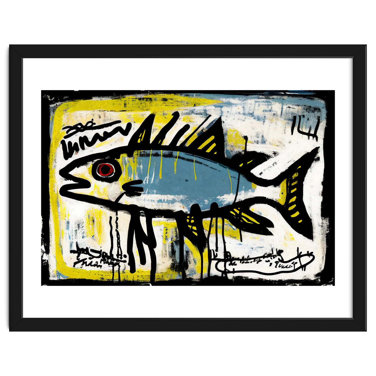 Blue Trout in Spray Painted Style Painting