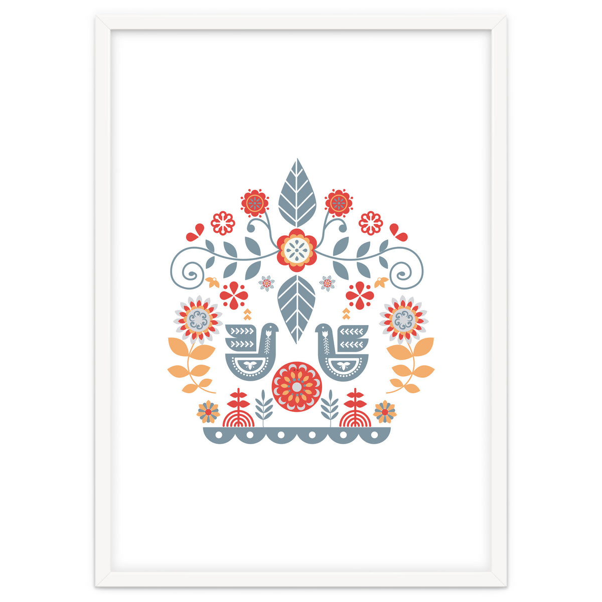 Scandinavian Folk Art Pattern Art Print by Nordic Print