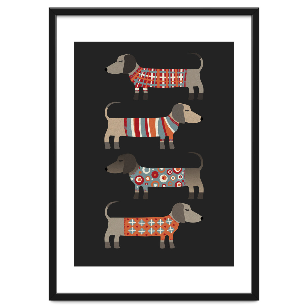 Sausage Dogs In Sweaters Dark