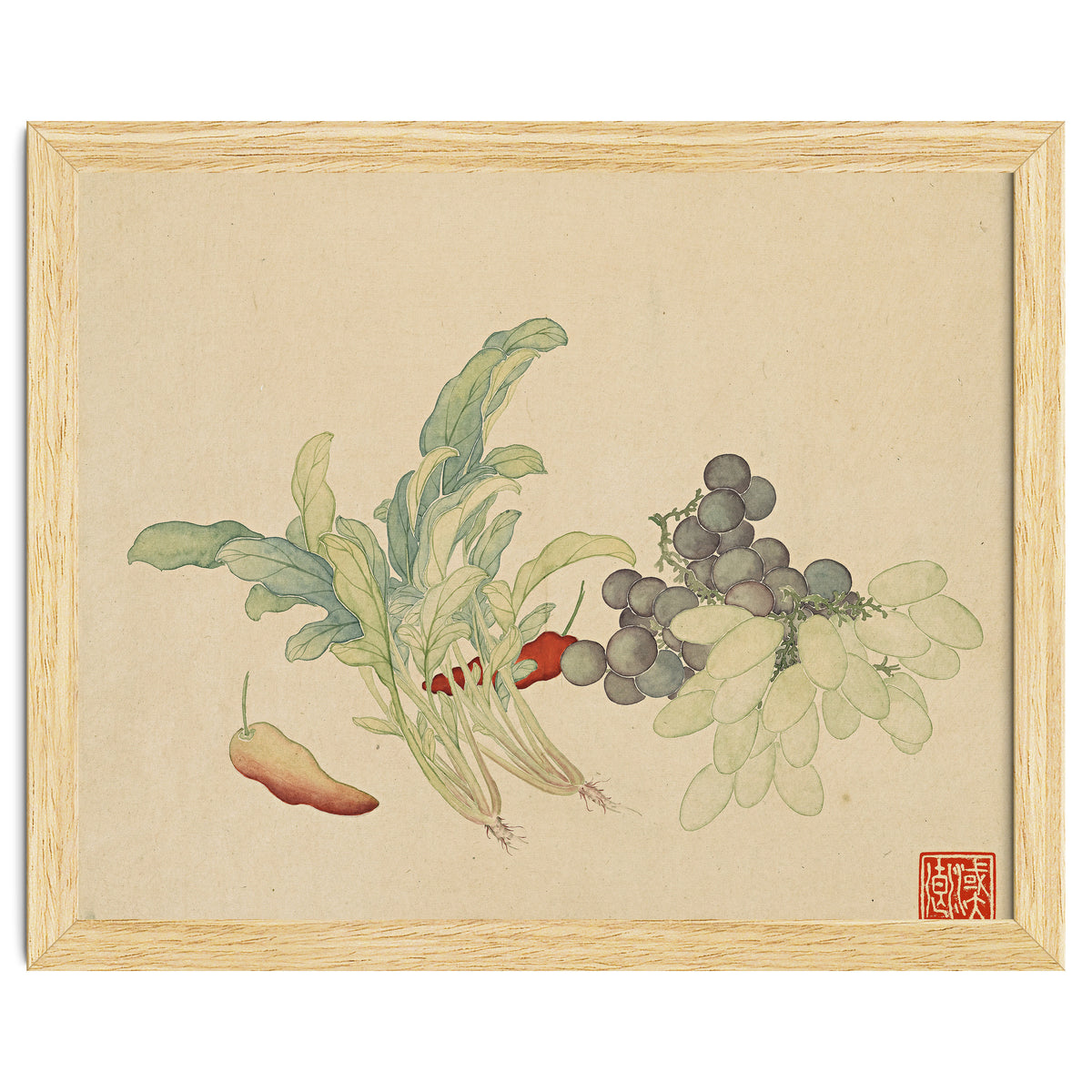 Wang Chengyu ~ Flowers And Vegetables, Vegetables, Fruits, Peppers, Millet Hot, Grapes, Spinach