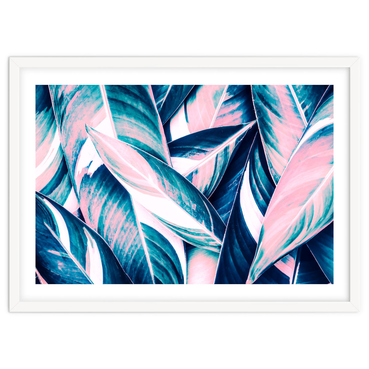Botanical leaf pink and blue